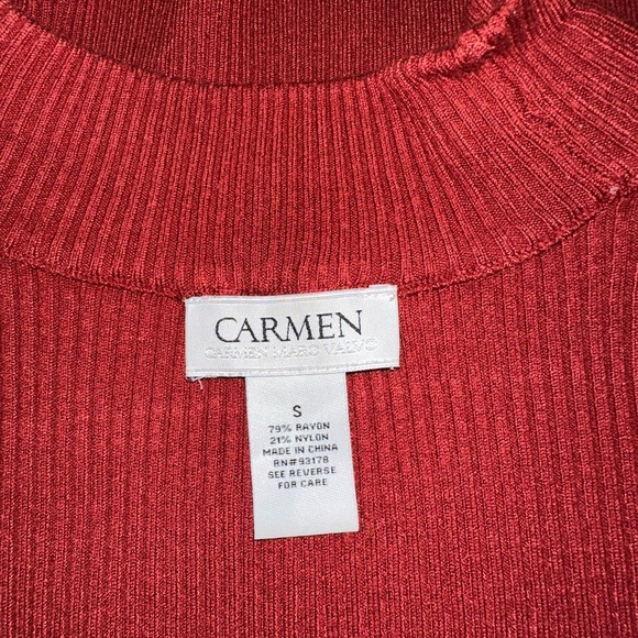 Carmen Marc Valvo Red Keyhole Blouse - Picture 5 of 5